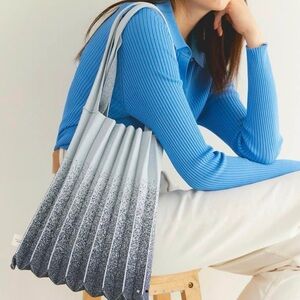 NWT Korea PLEATSMAMA Metalic Glitter Tote Bag Shoulder Handbag